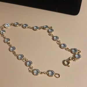 Light Blue and Gold-tone Ankle Bracelet